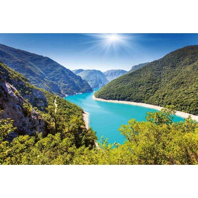 Dimex MS-5-3068 Vliesová fototapeta Jezero Piva Canyon rozměry 375 x 250 cm