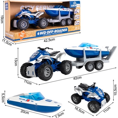 MalPlay Policejní set čtyřkolka a motorový člun (1:16)