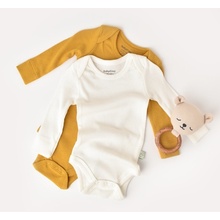 BabyCosy Organic ORGANIC body s dlouhým rukávem 2ks Žlutá Bílá