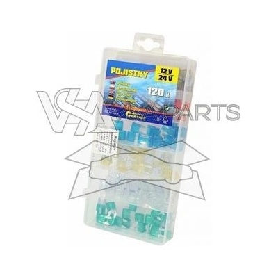 COMPASS Pojistky ploché sada MINI, 120 ks, 7,5-10-15-20-25-30A