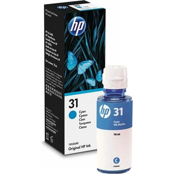 HP Мастило за HP Smart Tank 7306/7606/7308/7008/7006/5108/5109/5100/5106/6002/7602r/Tank Wireless 457 - Cyan - 1VU26AE - HP 31 - Оригинално, Заб: 70 ml капацитет (1VU26AE)