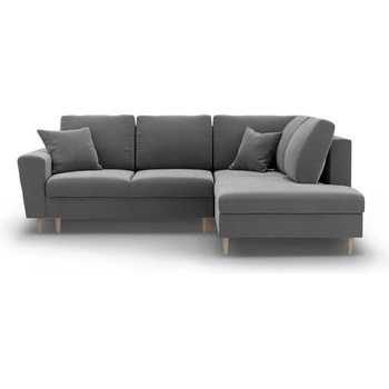 Cosmopolitan Design Светлосив кадифен разтегателен ъглов диван с място за съхранение (десен ъгъл/L форма) Kyoto - Cosmopolitan Design (COS_RCF_L_2_F2_KYOTO8)