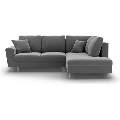 Cosmopolitan Design Светлосив кадифен разтегателен ъглов диван с място за съхранение (десен ъгъл/L форма) Kyoto - Cosmopolitan Design (COS_RCF_L_2_F2_KYOTO8)