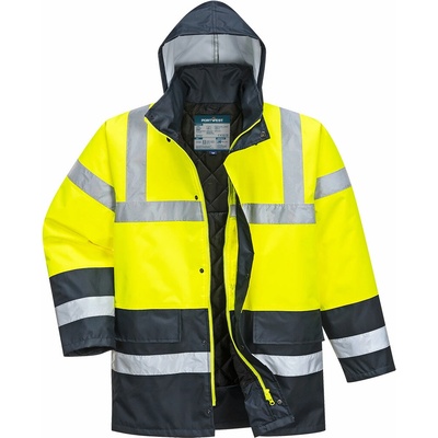Portwest ES1 Essential Hi-Vis kontrastná zimná dopravná bunda žltá/námornícka modrá