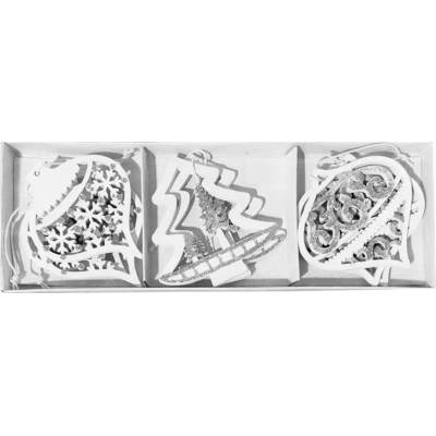 MFP 8886264 Ozdoby dřevěné bílé s glitrem 9ks 7,5cm mix