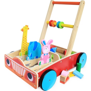 Smart Baby Детска дървена проходилка Smart Baby - С животинки и пъзел (ACT05)