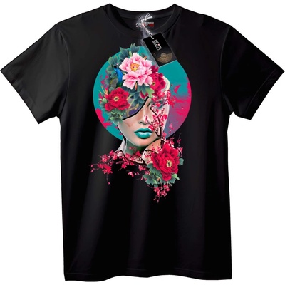 NOONEBRAND Тениска Флорално Изкуство Жена - 7XL, Black