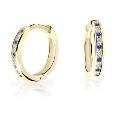 Cutie Jewellery kruhové náušnice zo žltého zlata C3343-80-X-1 modrá