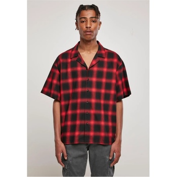 Urban Classics Червена карирана риза с къс ръкав Urban Classics Loose CheckedUB-TB4407-02374 - Черен, размер M