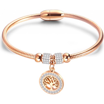 Steel Edge Elegantný oceľový náramok strom života JCFGH925 Rose gold