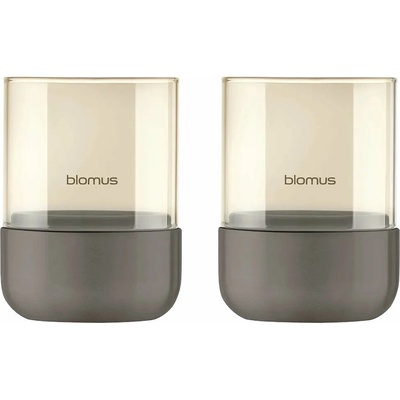 Blomus CALMA set 2 svícnů - kouřová & nerez XS