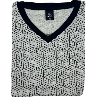 N-feel pánské nadměrné bavlněné pyžama s dlouhým rukávem HUGO šedá