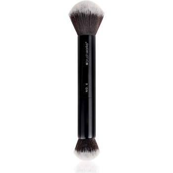 Brushworks Double Ended malý štetec pre nanášanie tekutých krémových a púdrových produktov typ NO 6 1 ks