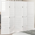vidaXL Разделител за стая, 5 панела, бял, дърво пауловния масив (358789)