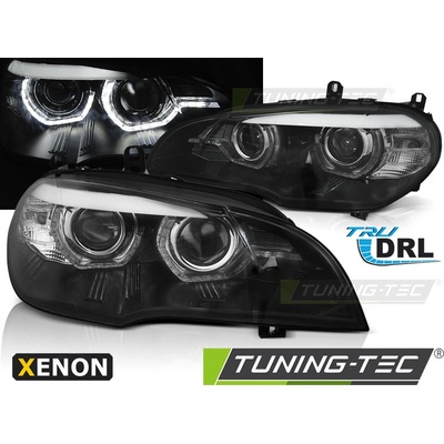 PŘEDNÍ SVĚTLA BMW X5 E70, 2007-2010, ANGEL EYES, DRL, ČERNÁ