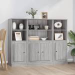 vidaXL Високи шкафове, 3 бр, сив сонома, инженерно дърво (3185309)