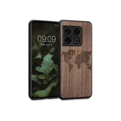 Púzdro kwmobile Drevené OnePlus 10 Pro 5G tmavě hnědé