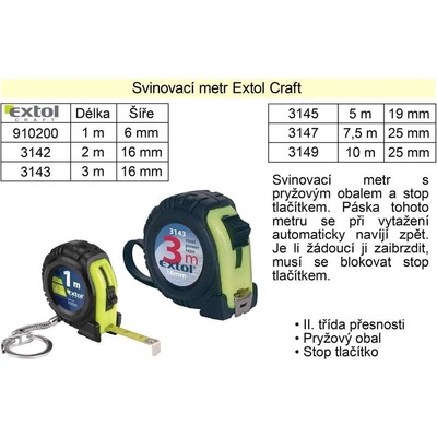 Extol Craft Metr svinovací 10 m 4-MA3149