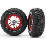 Traxxas колело 2.2/3.0", джанта SCT Split-Spoke сребърно-червена, гума KM2 S1 (2)