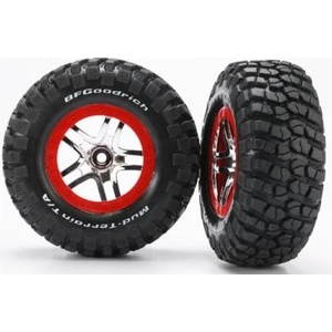 Traxxas колело 2.2/3.0", джанта SCT Split-Spoke сребърно-червена, гума KM2 S1 (2)