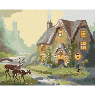 zuty Malování Podle Čísel Jelen A Laň U Lesního Domu D. Rusty Rust 40 x 50 Cm Plátno Rám 8596530167174