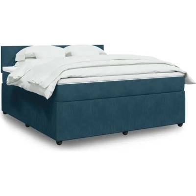 vidaXL 11461.3290104 Boxspring postel s matrací modrá samet
