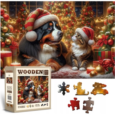 Wooden city Pes a kočka 500 dílků