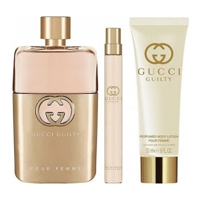 Gucci Комплект за жени Gucci Guilty - Парфюмна вода 90 мл + Лосион за тяло 50 мл + Мини Парфюмна вода 10 мл