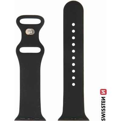 SWISSTEN silikonový řemínek pro Apple Watch 42-44 mm černá 46000111