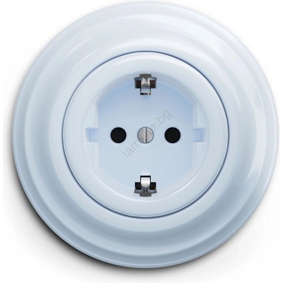 Reblig - Ретро стенна розетка с рамка SCHUKO 230V/16A синя (RG0025G)