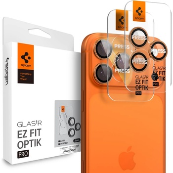 Spigen 2 броя стъклени протектор за камера на iPhone 16 Pro / Max / 17 Pro / Max от Spigen Optik Pro Glas. TR. Ez Fit - Orange (8800283312560)