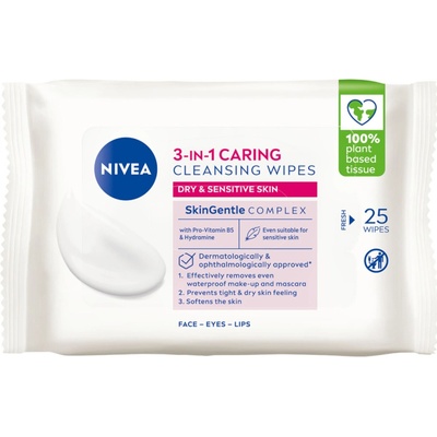 Nivea 3w1 upokojujúce biologicky rozložiteľné obrúsky na odličovanie 25 ks