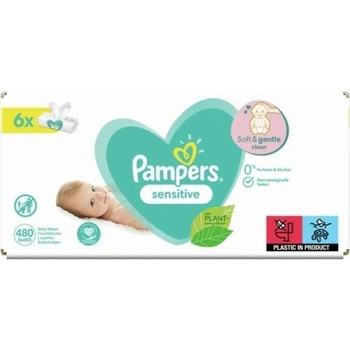 PAMPERS Baby Wipes Sensitive vlhčené obrúsky XXL pack 6 x 80 ks (480 ks)