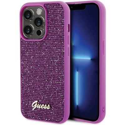 GUESS Кейс Guess Disco Metal Script за iPhone 15 Pro, розов (3666339173739)