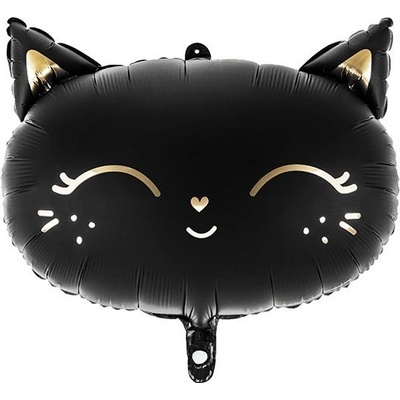 PartyDeco Balón foliový kočka 48 x 36 cm černá