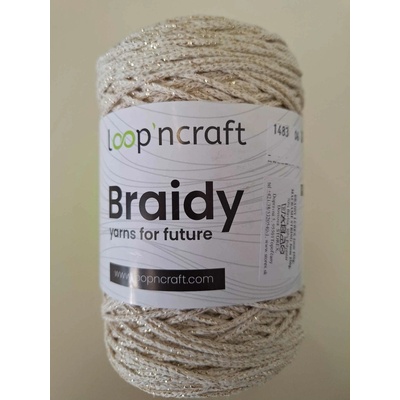 Loop'ncraft Braidy lurex - 25-06 smetanová zlatý lurex