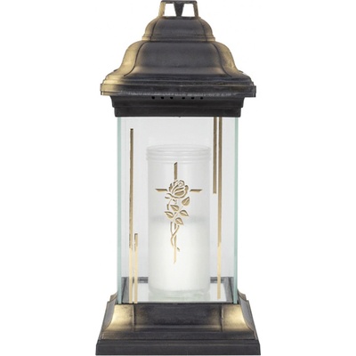 Nohel Garden Lampa hřbitovní KŘÍŽ RŮŽE skleněná 115g 14x14x31cm – Zbozi.Blesk.cz