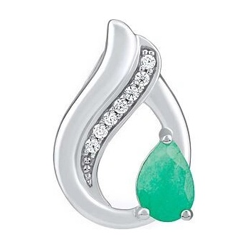 SILVEGO Strieborný prívesok Noiva s prírodným smaragdom a Brilliance zirconia FWP15711ER
