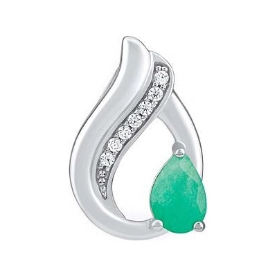 SILVEGO Strieborný prívesok Noiva s prírodným smaragdom a Brilliance zirconia FWP15711ER
