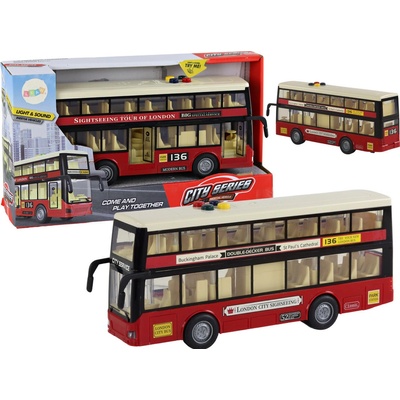 LEAN Toys Světla dvoupatrového městského autobusu zní červeně 1:16