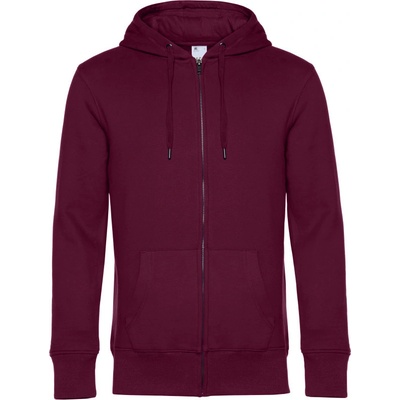 B&C mikina KING Zipped Hood s kapucí a zipem, pánská COT01U03Kx5500-dark cherry