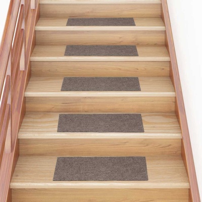vidaXL Изтривалки за стълби, самозалепващи се, 15 бр. , 60x25 см, бежови, правоъгълни