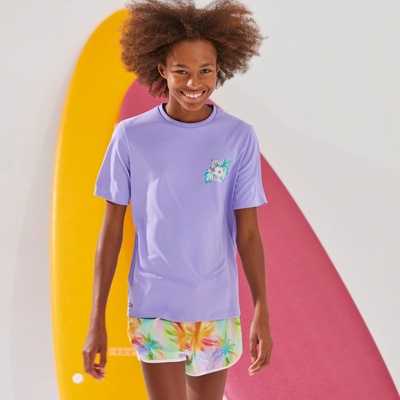Olaian detské tričko do vody s krátkym rukávom na surf fialové