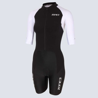 Zone3 Lava Long Distance Full Zip Short Sleeve Tri suit Black/bílá/zelená