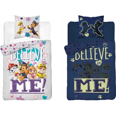 Textilomanie Svietiace obliečky PAW PATROL Believe me sivá 70x80 140x200