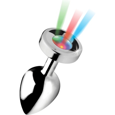 XR Brands Booty Sparks - светещ анален плъг - голям (сребрист)