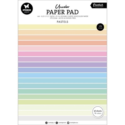 Blok barevných papírů Studio Light, A4, 36 l. - pastelové barvy