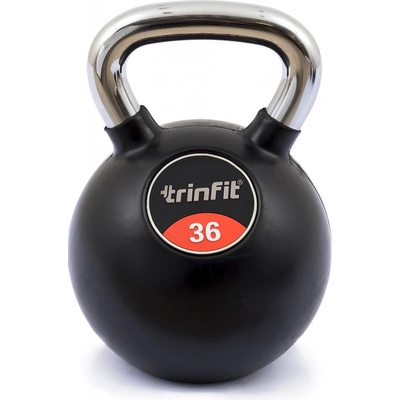 TRINFIT Kettlebell kov / guma s chrom madlem PREMIUM 36 kg