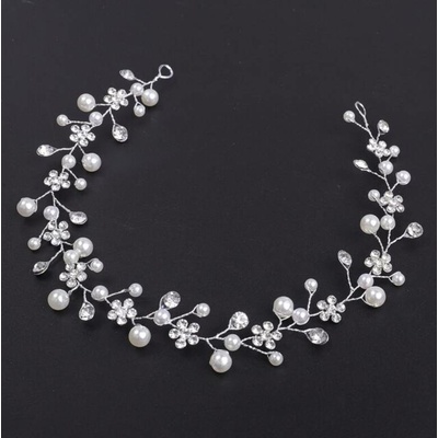 Naishide Jewelry Perličková květinová čelenka do vlasů s kamínky