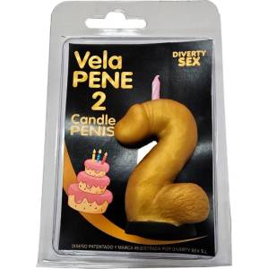  Свещ във формата на пенис, цифрата 2 - Penis Shape Candle Gold (D-246297)